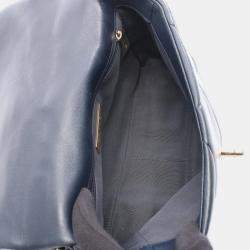 Pre Owned حقيبة شانيال 19 دسنيف ماتلاس جلد أزرق بحري