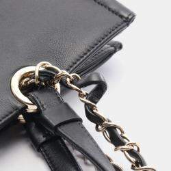 Pre Owned Chanel Coco Mark Shoulder Bag Leather Black