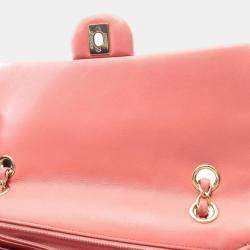 Pre Owned Chanel Matelasse Single Flap Shoulder Bag In Lambskin Leather Pink