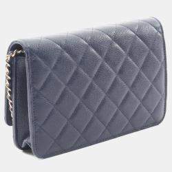 مملوكة مسبقًا حقيبة كتف شانيل ١٩ شانيل جلد عجل محبب كحلي