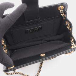 Pre Owned حقيبة كتف شانيل جلد الحمل الأسود علامة كوكو ماتلاسيه