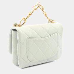 Pre Owned Chanel Matelasse Grey Lambskin Leather Shoulder Bag