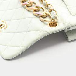 Pre Owned Chanel Matelasse Grey Lambskin Leather Shoulder Bag