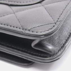 Pre Owned Chanel Matelasse Shoulder Bag Leather Black