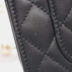 Pre Owned Chanel Matelasse Shoulder Bag Leather Black