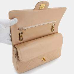 Pre Owned حقيبة كتف شانيل سلسلة ماتلاسي 25 جلد خروف بيج