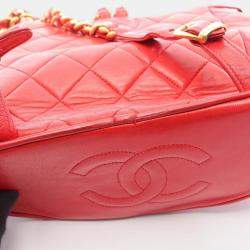 مملوكة مسبقًا Chanel Matelasse Backpack Bag In Lambskin Leather Red