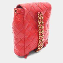 مملوكة مسبقًا Chanel Matelasse Backpack Bag In Lambskin Leather Red
