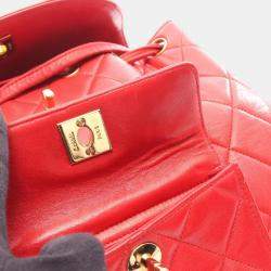 مملوكة مسبقًا Chanel Matelasse Backpack Bag In Lambskin Leather Red