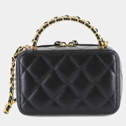 Pre Owned حقيبة شانيل ماتيلاسي سلسلة كتف باللون الأسود من جلد الخراف