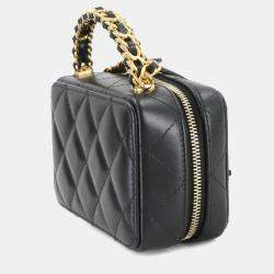 Pre Owned حقيبة شانيل ماتيلاسي سلسلة كتف باللون الأسود من جلد الخراف