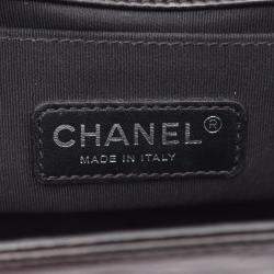 Pre Owned Chanel Boy Black Lambskin Leather Shoulder Bag