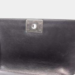 Pre Owned Chanel Boy Black Lambskin Leather Shoulder Bag