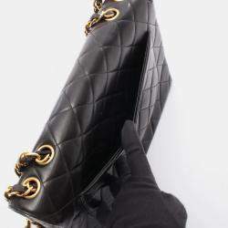 Pre Owned حقيبة كتف حقيبة شانيل ديكا ماتيلسي 30 رفرف واحد جلد خروف أسود.