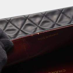 مملوكة مسبقًا Chanel Deca Matelasse 34 Single Flap Shoulder Bag In Lambskin Leather Black