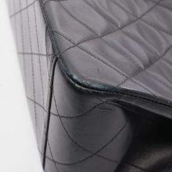 مملوكة مسبقًا Chanel Deca Matelasse 34 Single Flap Shoulder Bag In Lambskin Leather Black