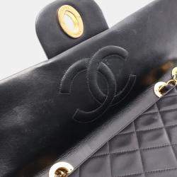 مملوكة مسبقًا Chanel Deca Matelasse 34 Single Flap Shoulder Bag In Lambskin Leather Black