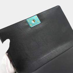 مملوكة مسبقًا حقيبة كتف كبيرة شانية بوي شانية بسلسلة سوداء جلد خروف