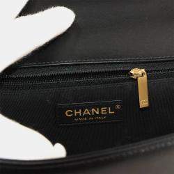 مملوكة مسبقًا حقيبة كتف كبيرة شانية بوي شانية بسلسلة سوداء جلد خروف