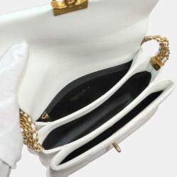 Pre Owned Chanel Matelasse White Calfskin Leather Shoulder Bag