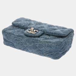 Pre Owned Chanel Matelasse Mini Flap Bag Blue Denim