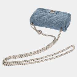 Pre Owned Chanel Matelasse Mini Flap Bag Blue Denim