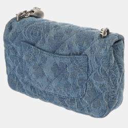 Pre Owned Chanel Matelasse Mini Flap Bag Blue Denim