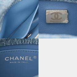 Pre Owned Chanel Matelasse Mini Flap Bag Blue Denim