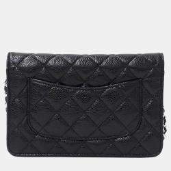 Pre Owned Chanel Matelasse Black Caviar Leather Wallet on Chain