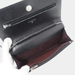Pre Owned Chanel Matelasse Black Caviar Leather Wallet on Chain