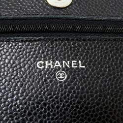 Pre Owned Chanel Matelasse Black Caviar Leather Wallet on Chain