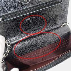 Pre Owned Chanel Matelasse Black Caviar Leather Wallet on Chain