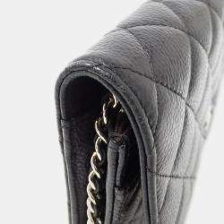 Pre Owned Chanel Matelasse Black Caviar Leather Wallet on Chain
