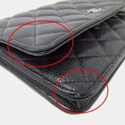Pre Owned Chanel Matelasse Black Caviar Leather Wallet on Chain
