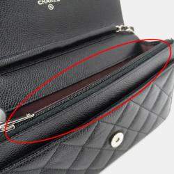 Pre Owned Chanel Matelasse Black Caviar Leather Wallet on Chain