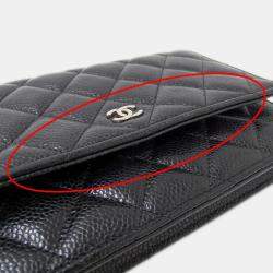 Pre Owned Chanel Matelasse Black Caviar Leather Wallet on Chain