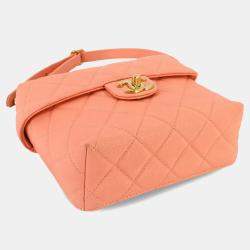 Pre Owned Chanel Matelasse 2-Way Hand Chain Shoulder Bag In Pink Caviar Skin