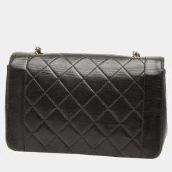 Pre Owned حقيبة شانيل كوكو ديانا 23 سلسلة كتف جلد أسود ماتلاسي