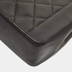 Pre Owned حقيبة شانيل  كوكو ديانا 23 سلسلة كتف جلد أسود ماتلاسي