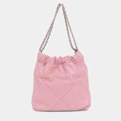 Pre Owned Chanel 22 Line Mini Pink Leather Handbag