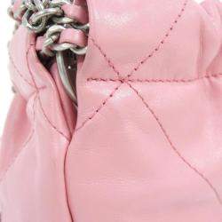Pre Owned Chanel 22 Line Mini Pink Leather Handbag