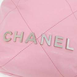 Pre Owned Chanel 22 Line Mini Pink Leather Handbag