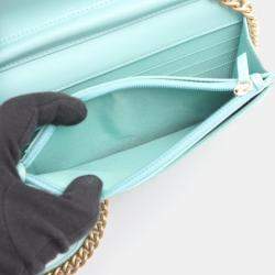 Pre Owned Chanel Boy Matelasse Shoulder Bag In Grained Calfskin Leather Blue