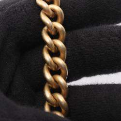 Pre Owned Chanel Boy Matelasse Shoulder Bag In Grained Calfskin Leather Blue