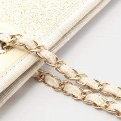 Pre Owned Chanel Deauville White Leather Straw Tote Bag