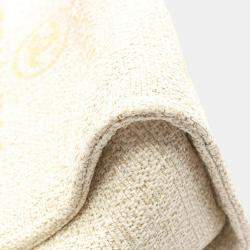 Pre Owned Chanel Deauville White Leather Straw Tote Bag