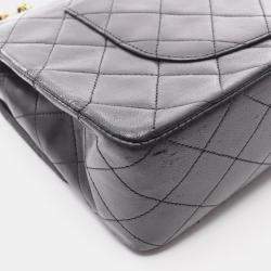 Pre Owned حقيبة شانيل غطاء مزدوج كتف ماتلاسيه جلد خروف أسود