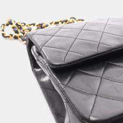 Pre Owned حقيبة شانيل غطاء مزدوج كتف ماتلاسيه جلد خروف أسود