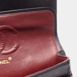 Pre Owned حقيبة شانيل غطاء مزدوج كتف ماتلاسيه جلد خروف أسود