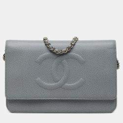 مملوكة مسبقًا Chanel Grey CC Caviar Wallet On Chain